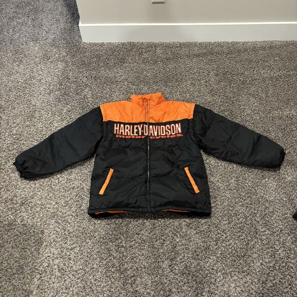 Harley Davidson Puffer Jacket Youth Large Detachable Hood & Sleeves Down - Picture 8 of 8